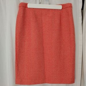 Boden ,orange and cream striped wool skirt lined